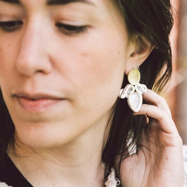 Pendientes soutache Qordatta Montedidio blanco