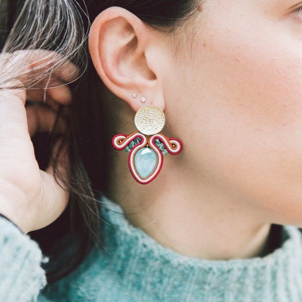 Pendientes soutache Qordatta Montedidio turquesa