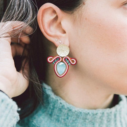 Pendientes soutache Qordatta Montedidio turquesa