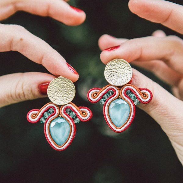 Pendientes soutache Qordatta Montedidio turquesa