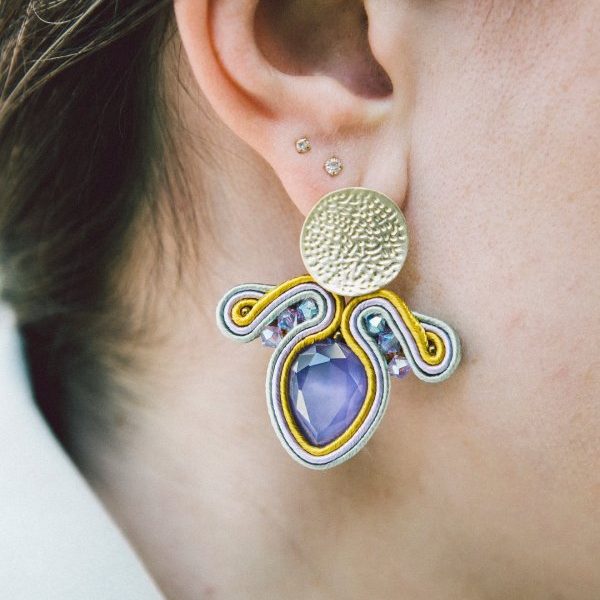 Pendientes soutache Qordatta Montedidio lila y lima