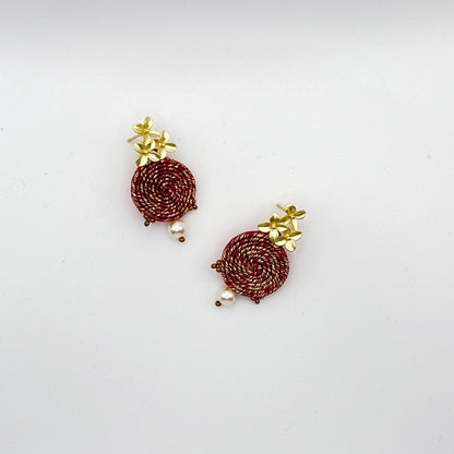 pendientes douro granate dorado qordatta