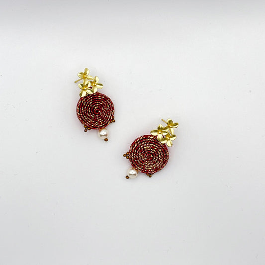 pendientes douro granate dorado qordatta