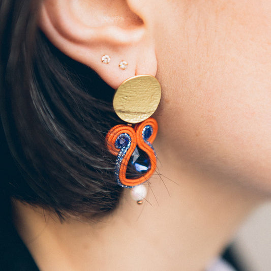 pendientes zambeze naranja y azul qordatta